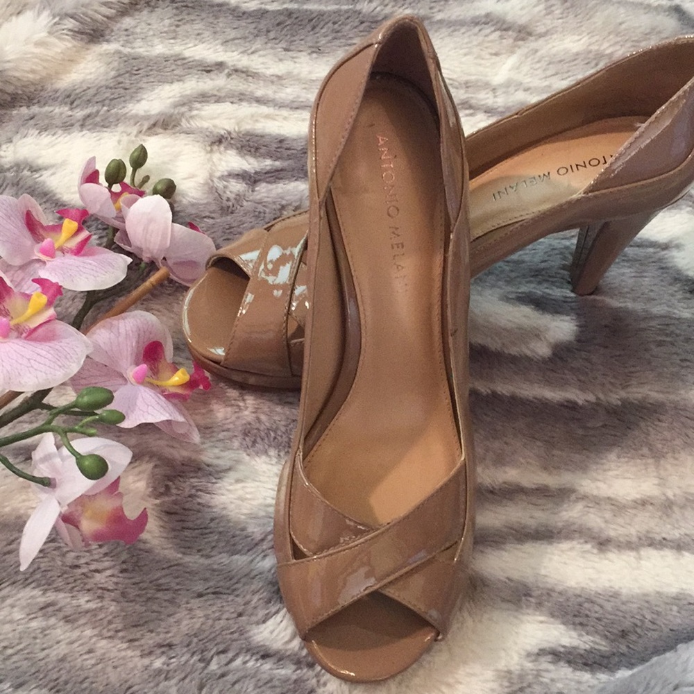 Antonio Melani Nude Peep Toe Platforms GUC